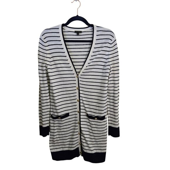Talbots Super Soft Tipped Cardigan Sweater Nautical Long Line Size XS - Picture 2 of 7